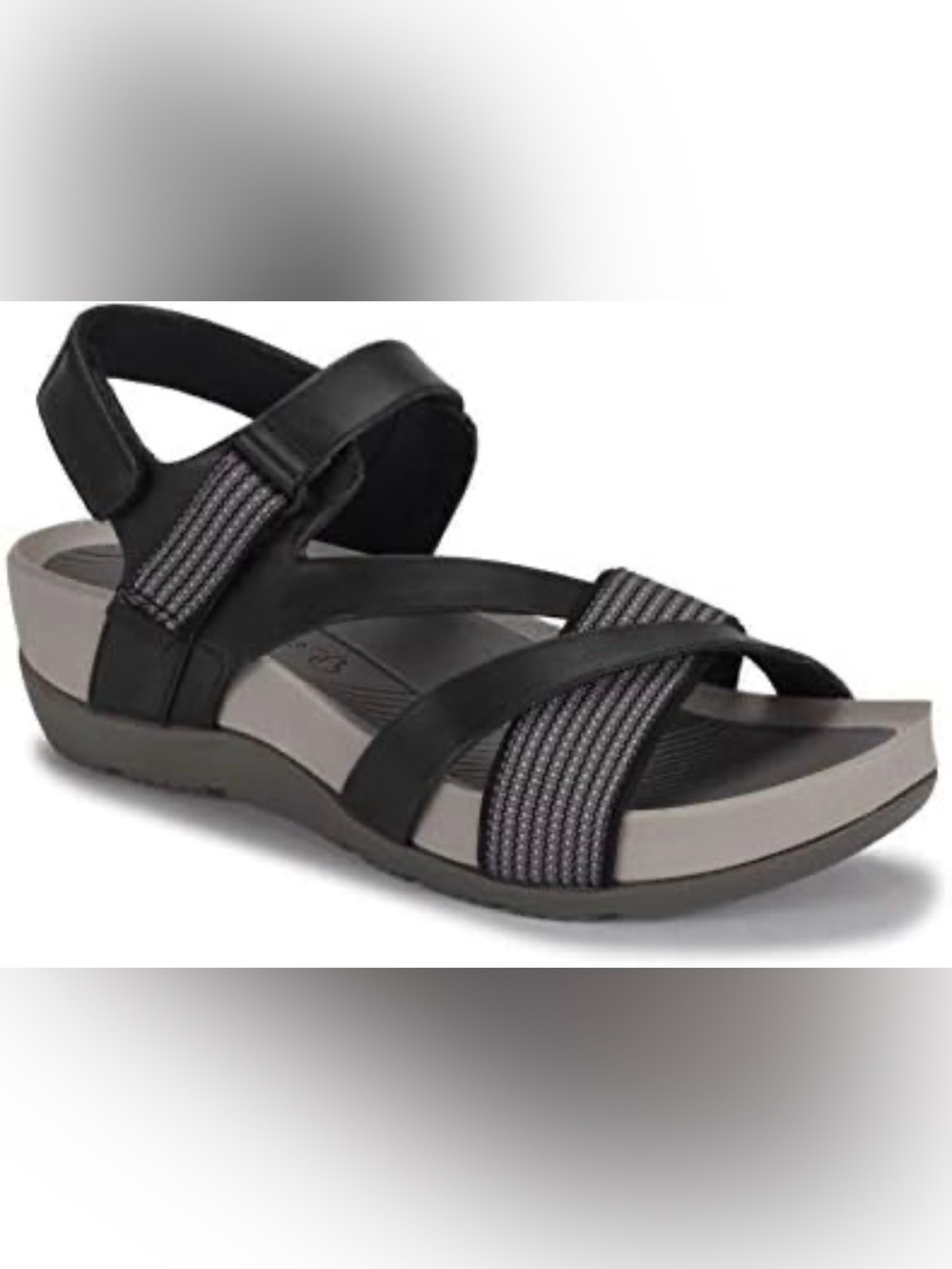 BareTraps “Alaina” Black and Gray Strappy Sandals
